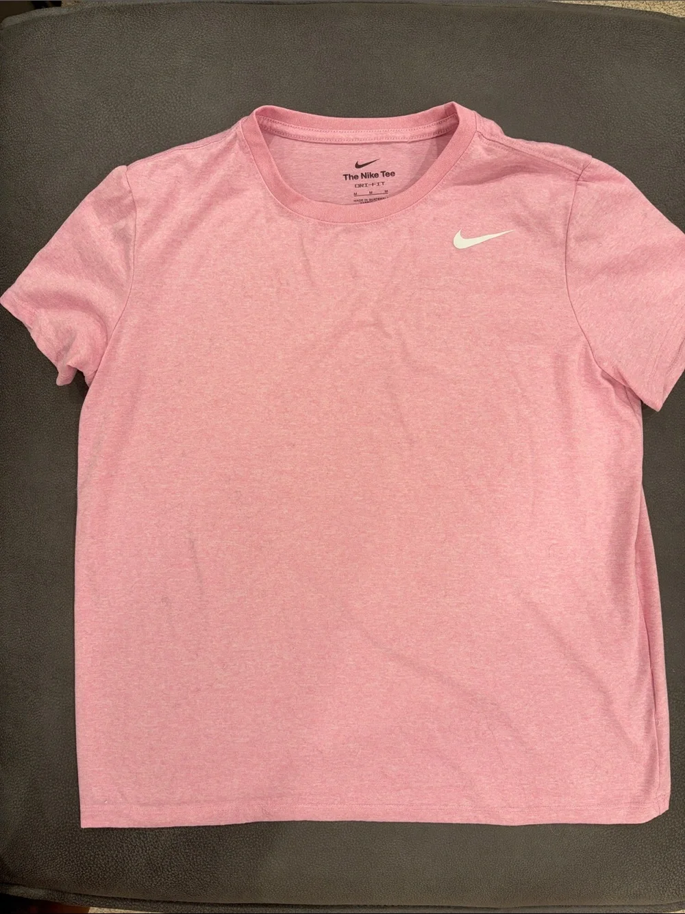 Nike Pink Heather Crew Neck Tee with White Swoosh